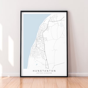 Hunstanton Map England Print Poster Minimalist Home Decor Hunstanton UK Town Map Poster Wandkunst Dekor
