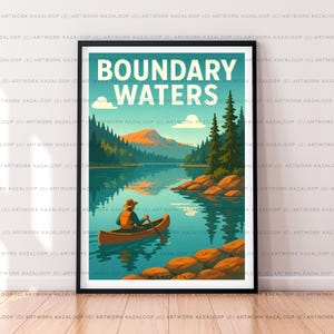 Boundary Waters Minnesota Unframed Illustration Art Print Boundary Waters Lake Poster