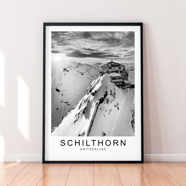 Schilthorn Gipfel Schweiz Berg Hill Print Reise Poster Minimalist Home Travel Mountain Poster Wall Decor