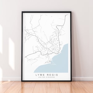Lyme Regis Karte England Print Poster Minimalistisches Wohndekor Lyme Regis UK Sea Town Karte Poster Wandkunst Dekor