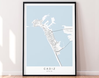 Cádiz Stadt Karte Spanien Print Minimalist Cadiz Spanien Stadt Karte Poster Wand Dekor