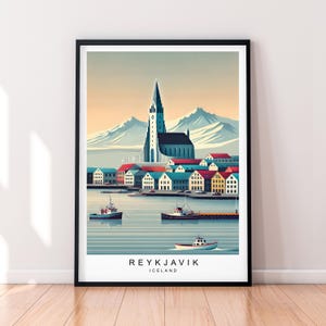 Reykjavík Stampa artistica Illustrazione Reykjavík Islanda Poster Arte murale Regalo Stampa senza cornice