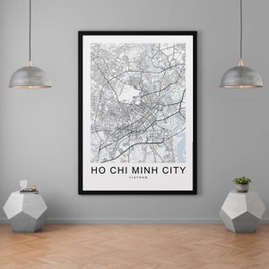 Mapa de Ho Chi Minh Mapa da cidade do Vietnã Impressão minimalista mapa de casa pôster decoração de parede
