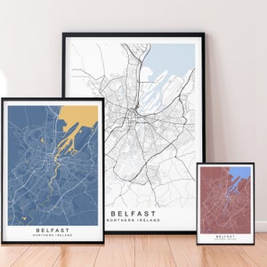 Belfast City Map Belfast Print Poster Minimalist Home Map Poster Wall Decor