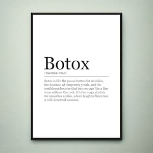 Botox Funny Print Definition Poster Botox Wall Art Minimalist Gift Print