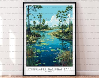 Everglades National Park Florida Unframed Illustration Art Everglades Print Everglades Poster Everglades Wall Art Alligator Bird Decor