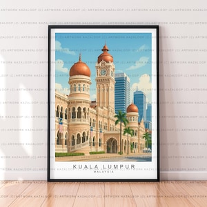 Kuala Lumpur Malaysia Unframed Illustration Print Poster Art, Kuala Lumpur Travel Print, Kuala Lumpur Wall Art, Kuala Lumpur Artwork Poster