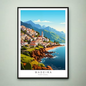 Madeira Illustrazione Stampa Madeira Island Portogallo Poster di viaggio Regalo Stampa senza cornice