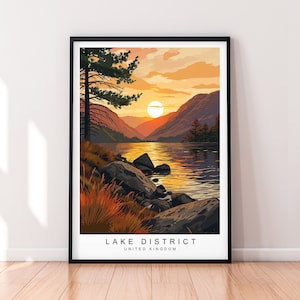 Lake District Illustration Print Lake District National Park Travel Poster Gift Unframed Print
