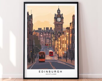 Impresión artística de viaje de Edimburgo Póster de Edimburgo, Escocia, arte de pared, regalo, impresión sin marco