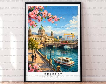 Belfast Spring Northern Ireland Illustration Print Unframed Belfast Spring Poster Art
