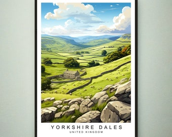 Yorkshire Dales National Park Art Illustration Print Yorkshire Dales Poster Gift Unframed Print
