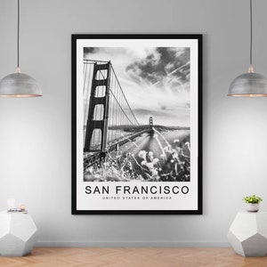 San Francisco California Golden Bridge Print Minimalist Home Travel Poster Wall Decor