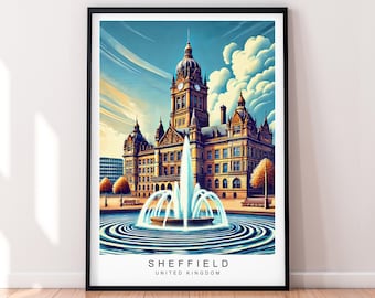 Sheffield UK Art Illustration Poster Unframed Art Print
