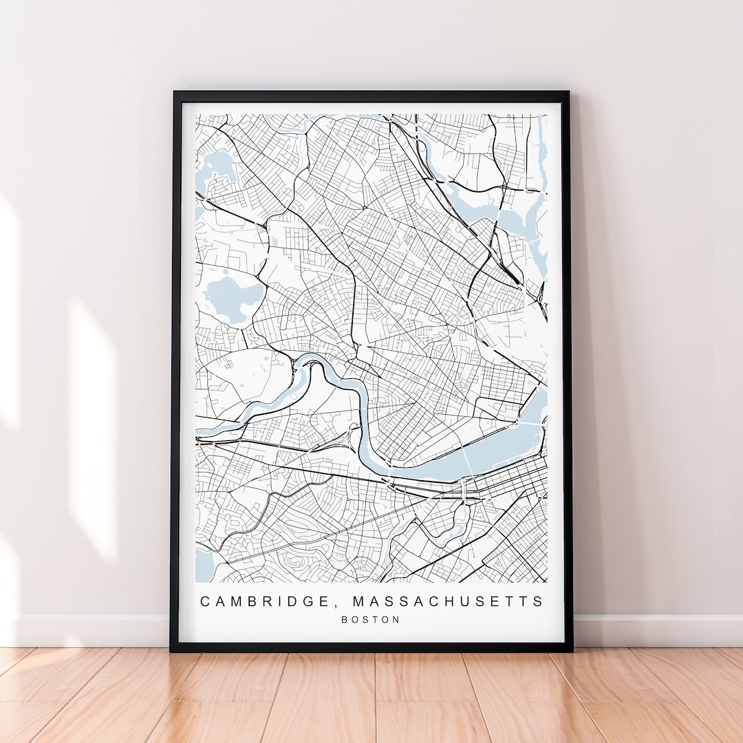 Cambridge Massachusetts City Map USA Print Poster Minimalist Home Decor ...