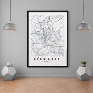 Dusseldorf Map Germany City Map Print Minimalist Home Map Poster Wall Décor