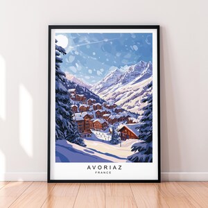 Avoriaz France Illustration Print Unframed Ski Resort Winter Poster Art