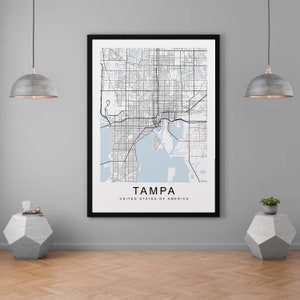 Tampa kaart Florida USA stad stad kaart afdrukken minimalistische Home kaart Poster Wall Decor