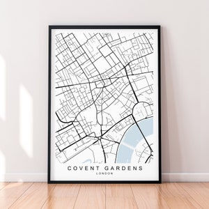 Covent Gardens Borough of London Karte Print Poster Minimalistisches Zuhause London Covent Gardens Borough Karte Poster Wandkunst Dekor