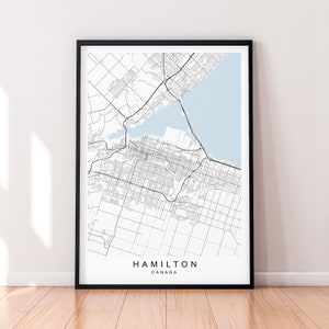 Hamilton City Canada Map Print Poster Minimalist Home Hamilton Ontario Canada Map Poster Wall Art Decor