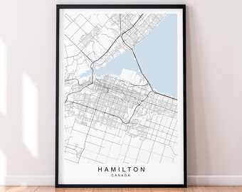 Instant Download \ Street Map \ Wall Art \ Printable Poster Vintage Style Map Hamilton Canada poster Ontario