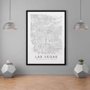 Las Vegas Town City Map Print Minimalist Home Map Poster Wall Decor