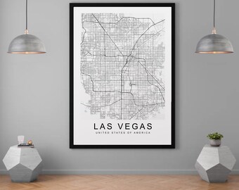 Las Vegas Town City Map Print Minimalist Home Map Poster Wall Decor