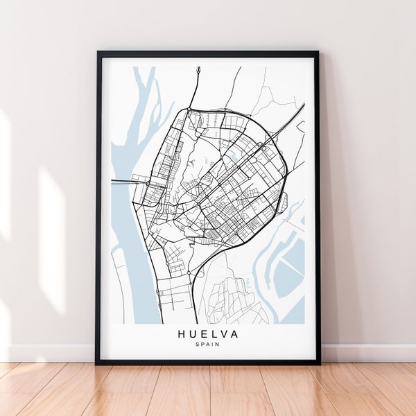 Huelva City Map Spain Print Minimalist Huelva Spain Town Map Poster Wall Decor