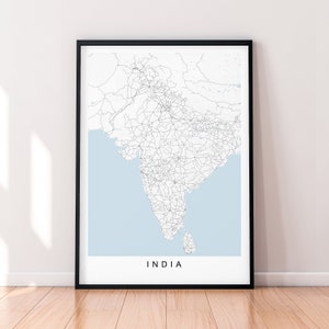 India Kaart Print Poster Minimalistisch Home India Land Kaart Poster Wall Art Decor