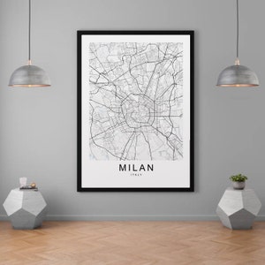 Milan City  Italy Map Print Minimalist Home Map Poster Wall Decor