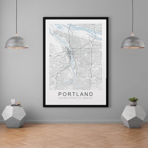 Portland Oregon USA City Town Map Print Minimalist Home Map Poster Wall Decor