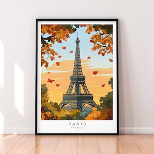 Paris Herbst Illustration Druck Eiffelturm Herbst Poster Wand Kunst Geschenk Ungerahmt Druck