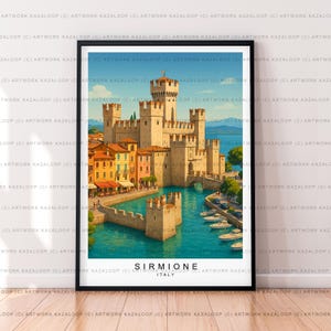 Sirmione Italia Illustrazione senza cornice Arte Sirmione Lago di Garda storico