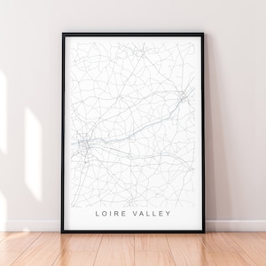 Loire-vallei kaart Frankrijk kaart print poster minimalistische Home decor Loire-vallei kaart poster Wall Art decor