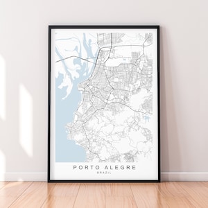 Mapa da cidade de Porto Alegre impressão pôster minimalista decoração de casa Mapa da cidade de Porto Alegre pôster arte de parede decoração