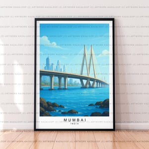 Illustrazione artistica di Mumbai, India, stampa senza cornice