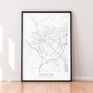 Exeter Stadt England Karte Print Poster Minimalist Home Decor Exeter England UK Karte Poster Wand Kunst Decor