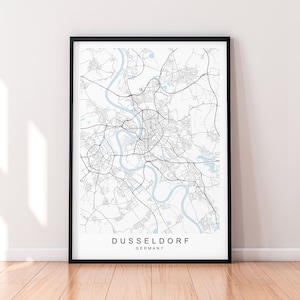 Düsseldorf City Map Germany Print Poster Minimalist Home Decor Dusseldorf Germany Map Poster Wall Art Decor