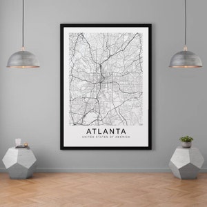 Mapa Atlanty Georgia USA Mapa miasta Wydrukuj Minimalistyczną mapę domu Plakat Dekoracja ścienna