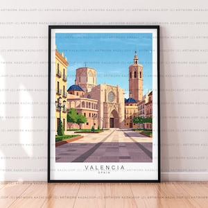 Valencia Spagna Stampa Illustrazione senza cornice Arte Poster Valencia