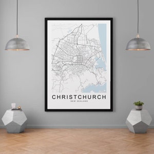 Christchurch Neuseeland Stadt Stadt Karte Druck Minimalist Home Map Poster Wand-Dekor