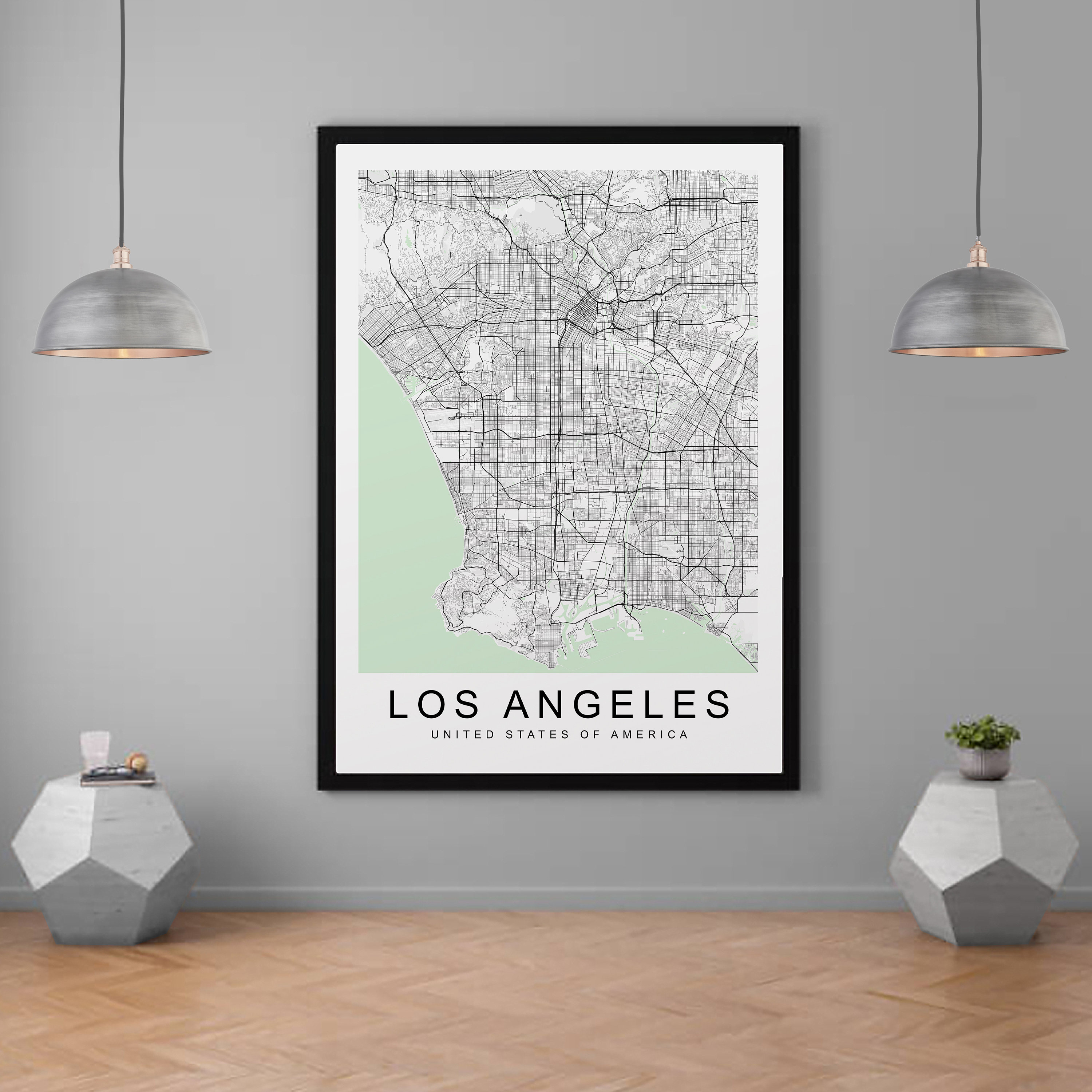 LA Los Angeles California USA City Map Print Minimalist Home Map Poster ...