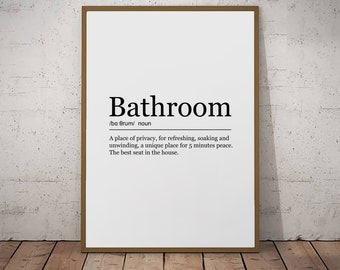 Badkamer print definitie poster muurkunst minimalistische leuke badkamer toilet print