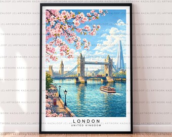 London Spring Art Illustration Print London England Poster Wall Art Gift Unframed Print