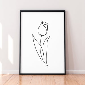 Tulip Flower Line Art Poster Wall Art Minimalist Print (TL3)