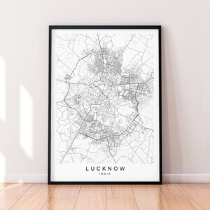 Lucknow City India Map Print Poster Minimalist Home Lucknow India Town City Map Poster Wall Art Decor