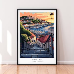 Whitby Sunset Art Print Wall Decor Whitby England Poster Wall Art Gift Unframed Print