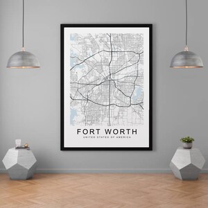 Fort Worth Karte USA Stadt Karte Druck Minimalist Home Map Poster Wand-Dekor