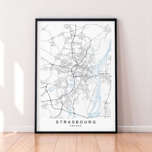 Straßburg Stadt Karte Frankreich Print Poster Minimalist Home Decor Straßburg Stadt Frankreich Karte Poster Wall Art Decor