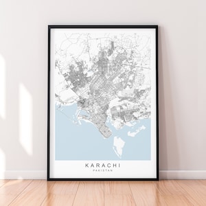 Karachi City Map Print Poster Minimalist Home Art Karachi Pakistan Map Poster Wall Art Decor
